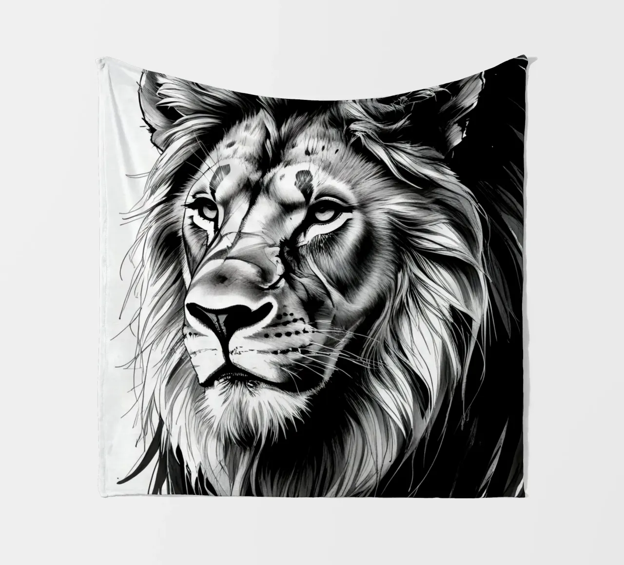 Ritratto di leone in bianco e nero coperta in pile da DesignDoodle