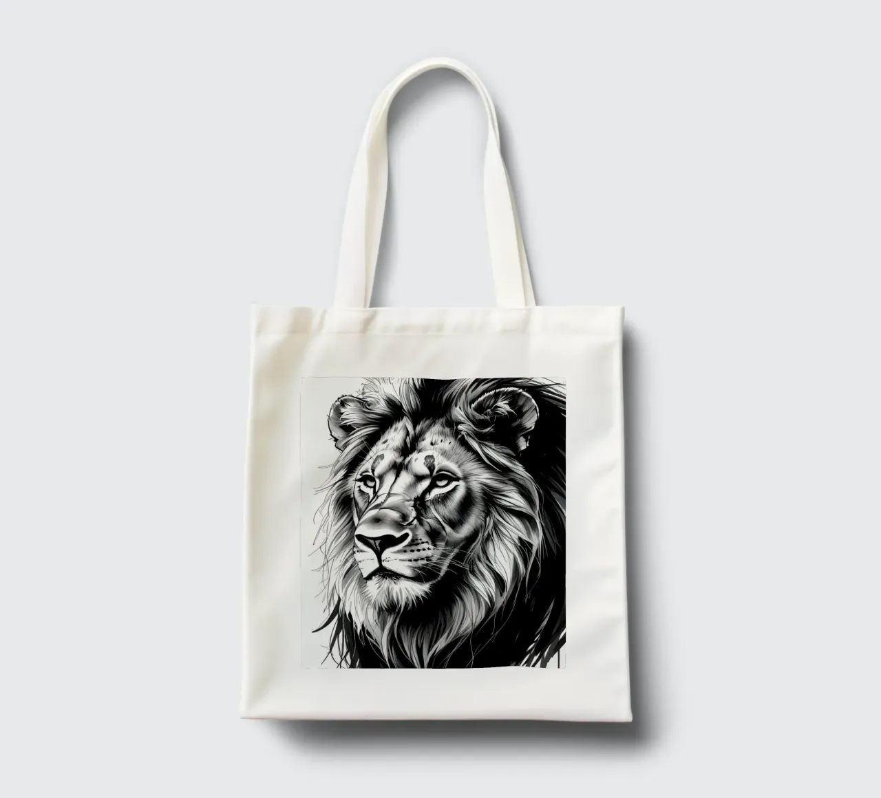 Ritratto di leone in bianco e nero borsa in juta da DesignDoodle