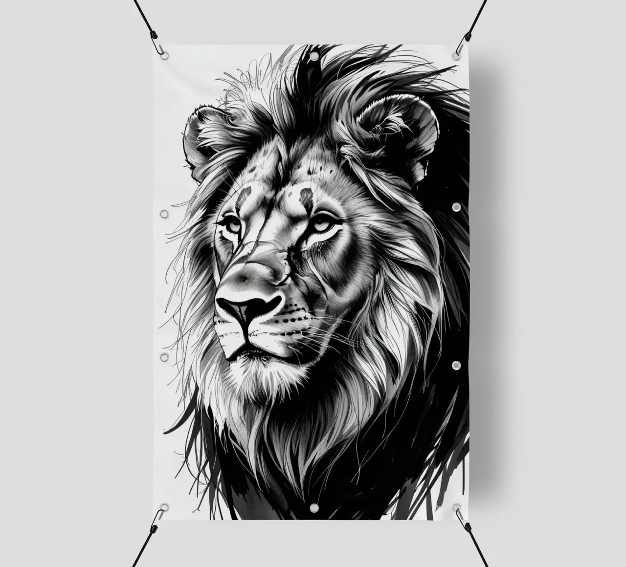 Ritratto di leone in bianco e nero telo in pvc da DesignDoodle