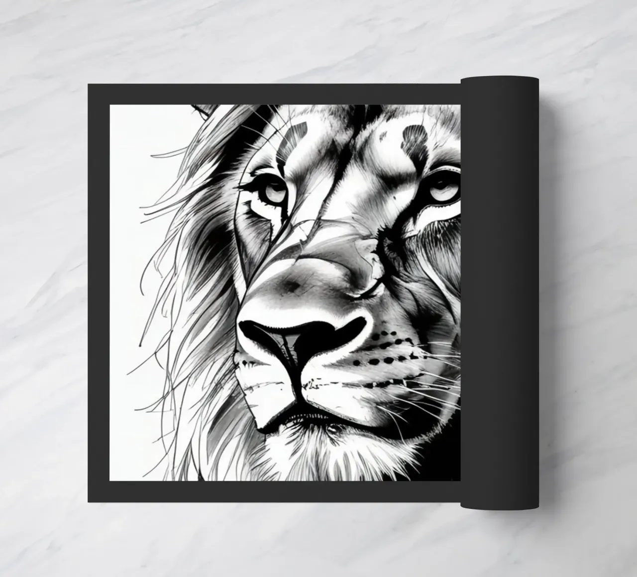 Ritratto di leone in bianco e nero zerbino da DesignDoodle