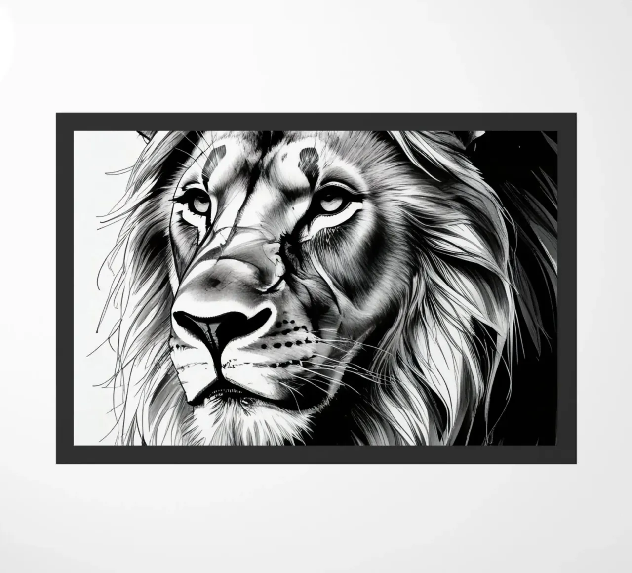 Ritratto di leone in bianco e nero zerbino da DesignDoodle