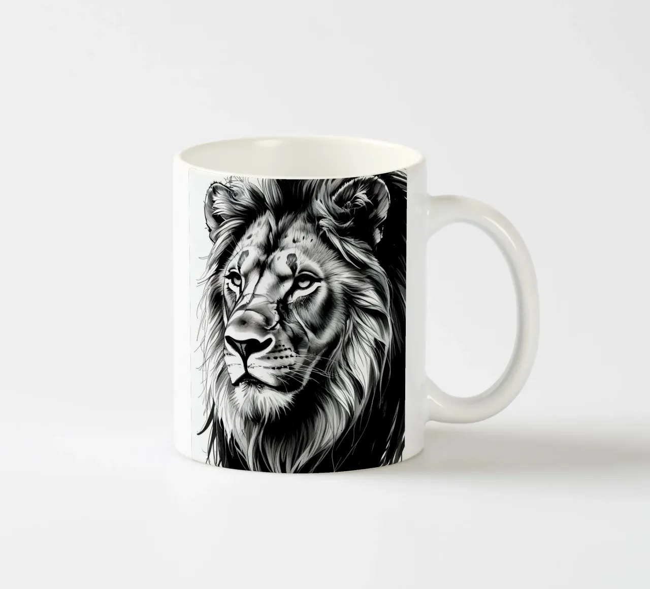 Ritratto di leone in bianco e nero tazza in ceramica da DesignDoodle