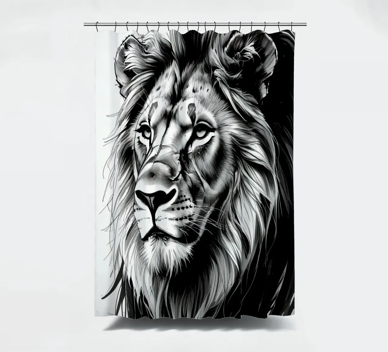 Ritratto di leone in bianco e nero tenda da doccia da DesignDoodle