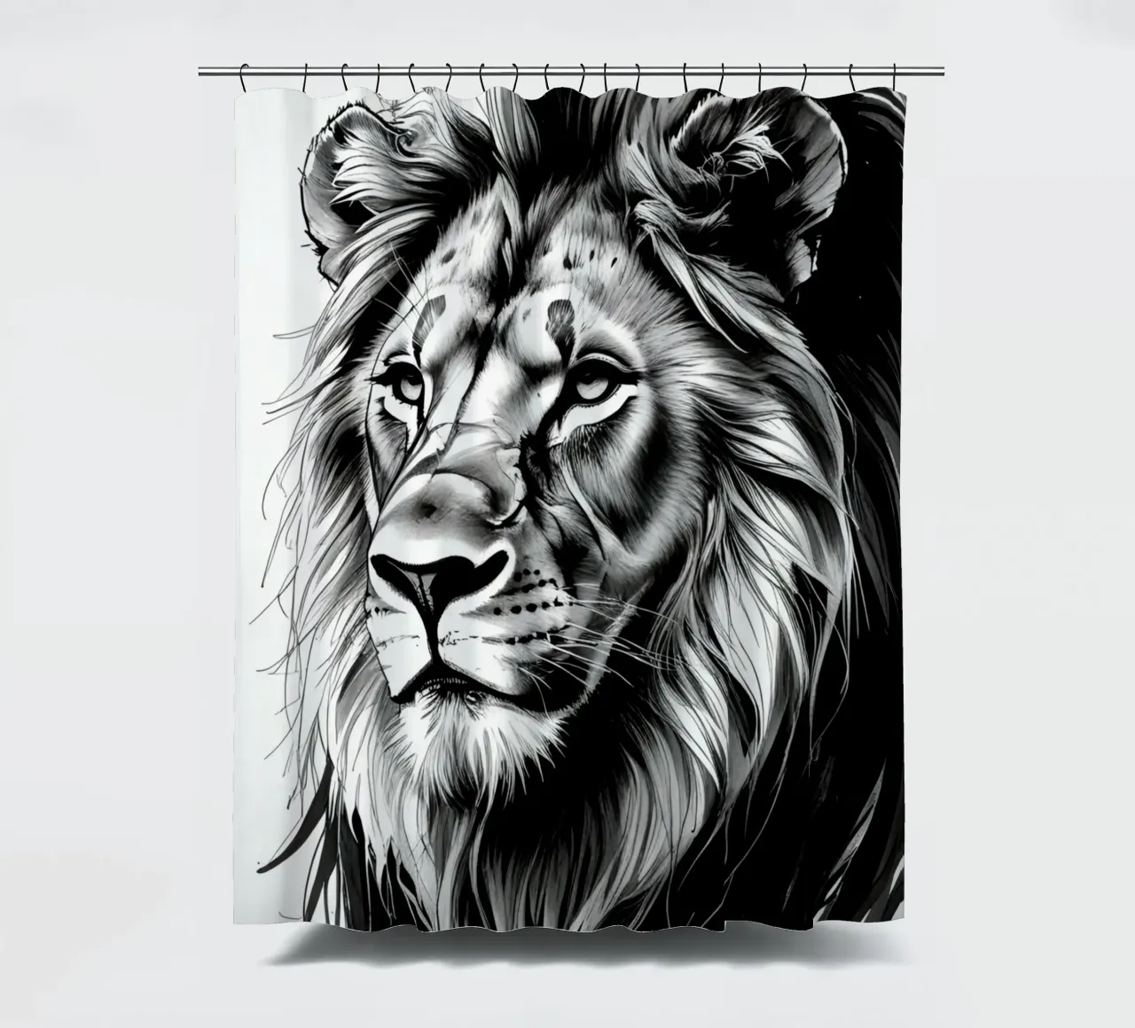Ritratto di leone in bianco e nero tenda da doccia da DesignDoodle