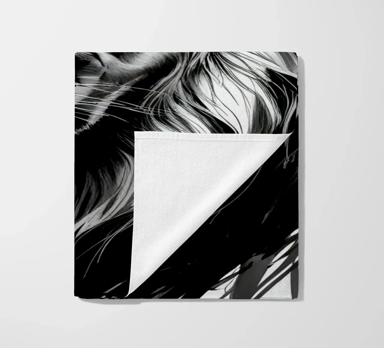 Ritratto di leone in bianco e nero telo mare da DesignDoodle