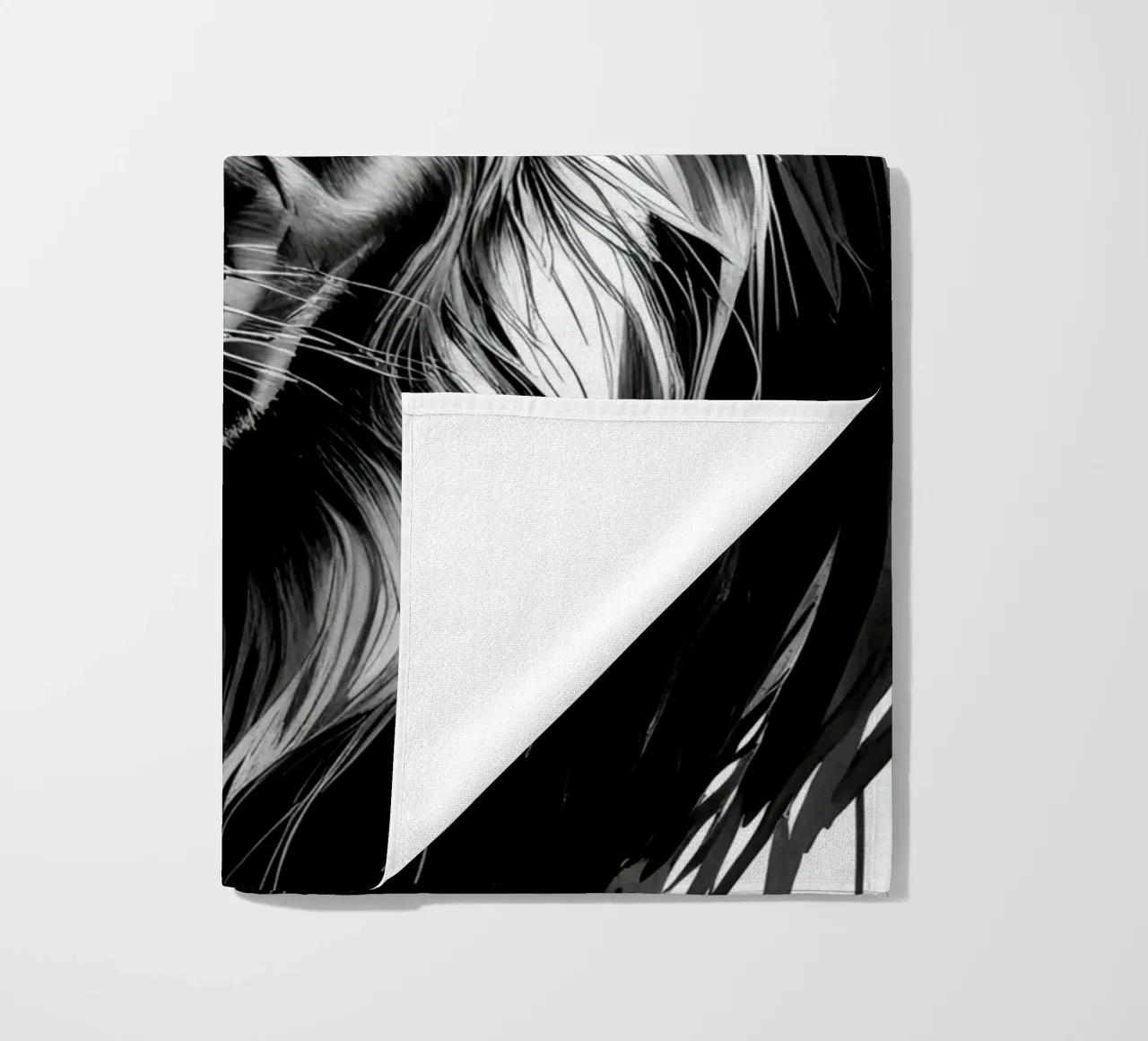 Ritratto di leone in bianco e nero telo mare da DesignDoodle