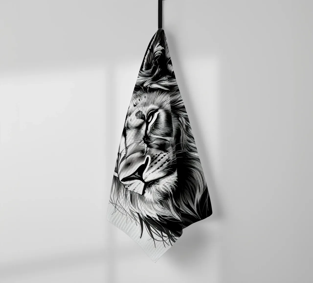 Ritratto di leone in bianco e nero canovaccio da cucina da DesignDoodle