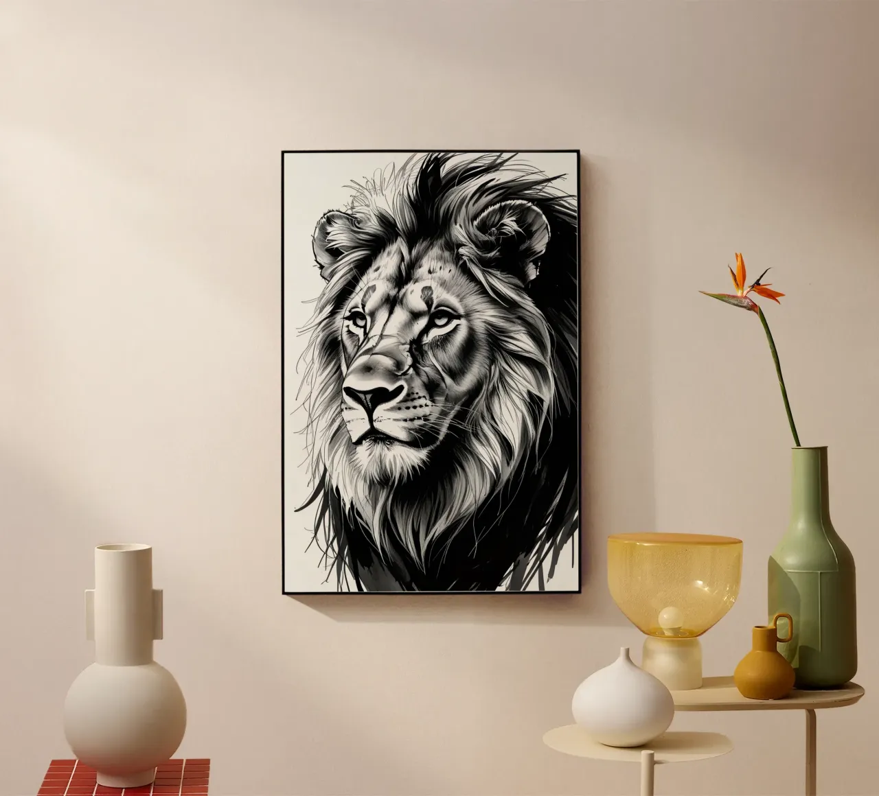 Ritratto di leone in bianco e nero plexiglass da DesignDoodle