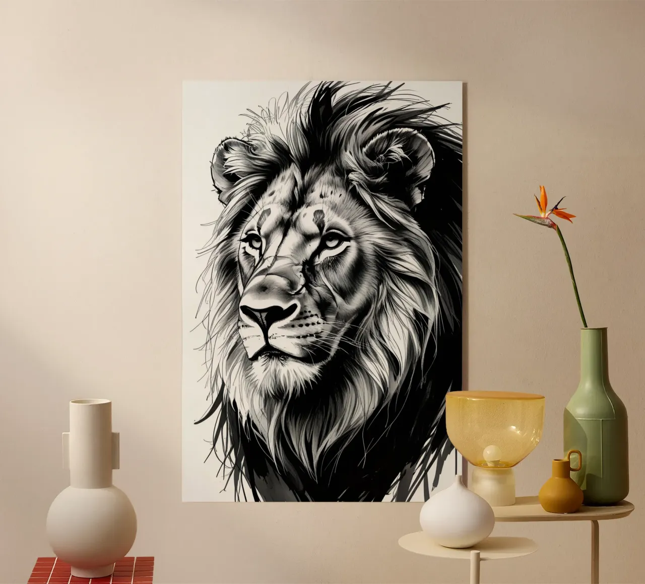 Ritratto di leone in bianco e nero plexiglass da DesignDoodle