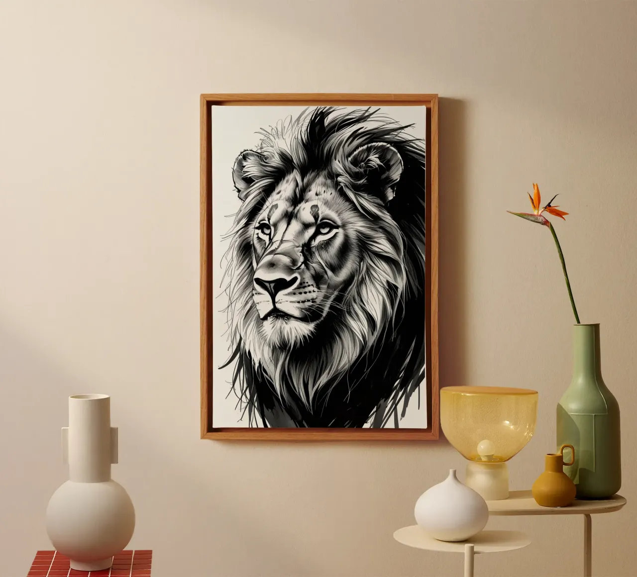 Zwart-wit leeuwenportret canvas van DesignDoodle