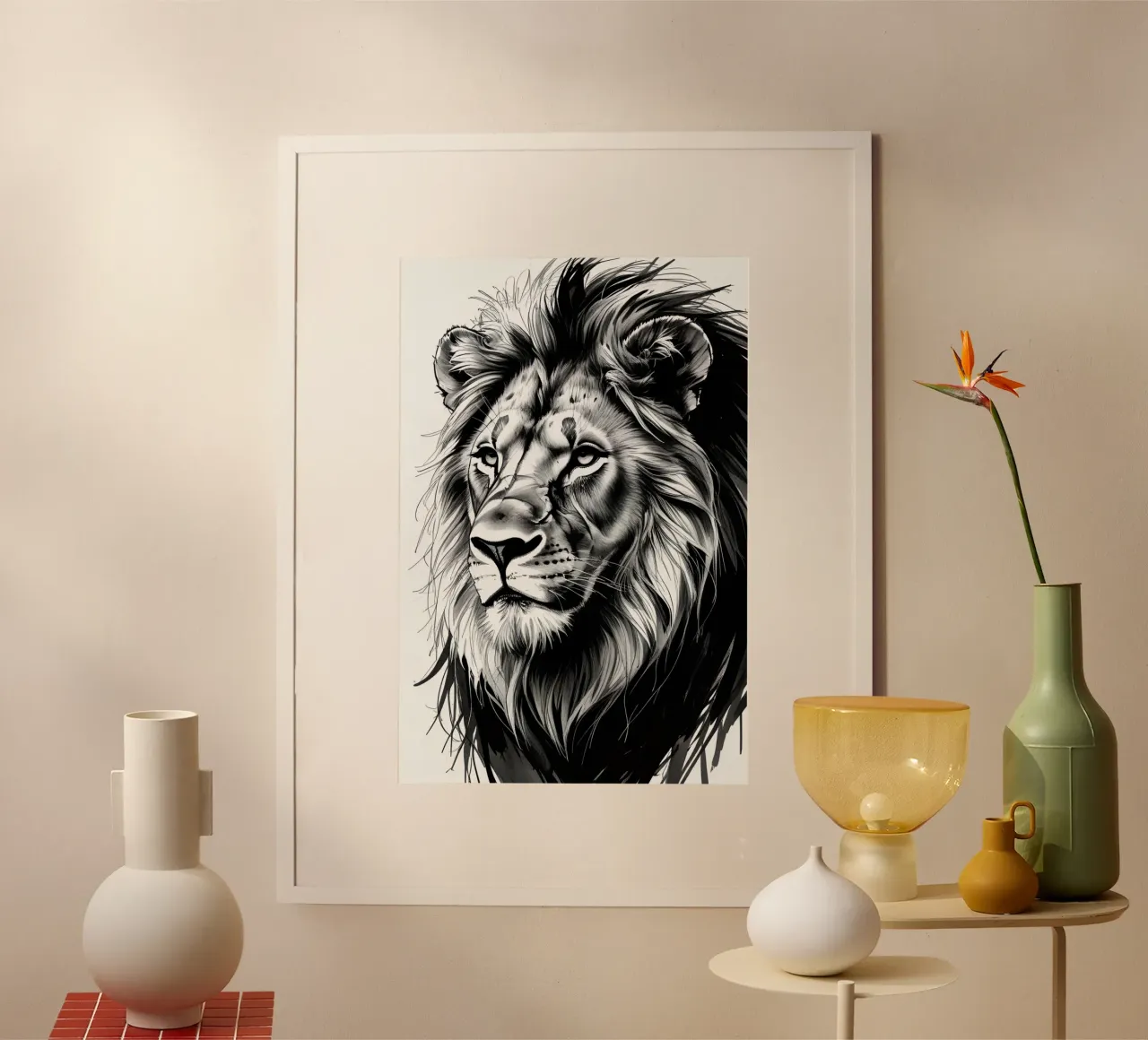 Ritratto di leone in bianco e nero poster da DesignDoodle