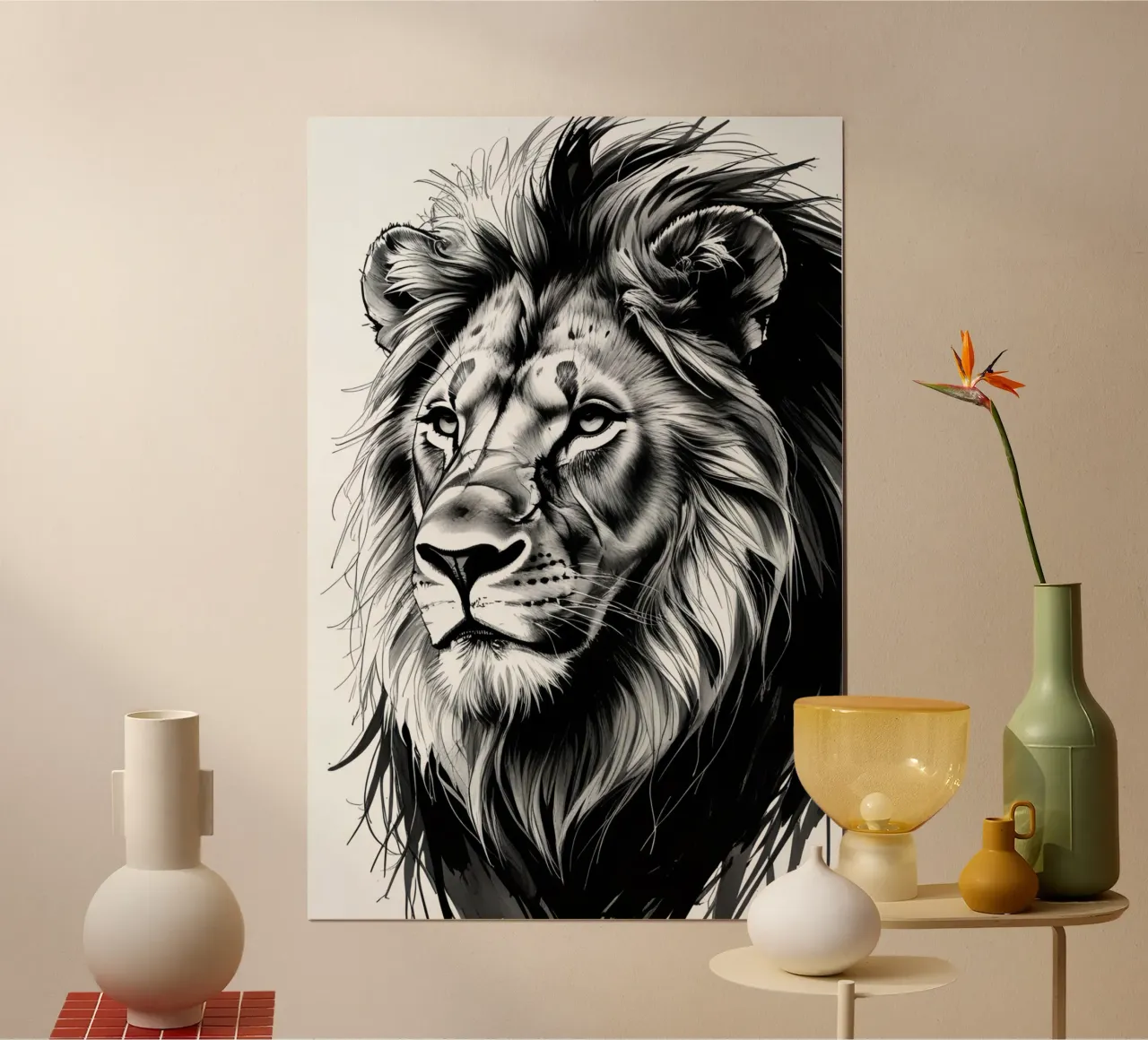 Ritratto di leone in bianco e nero carta hahnemühle da DesignDoodle