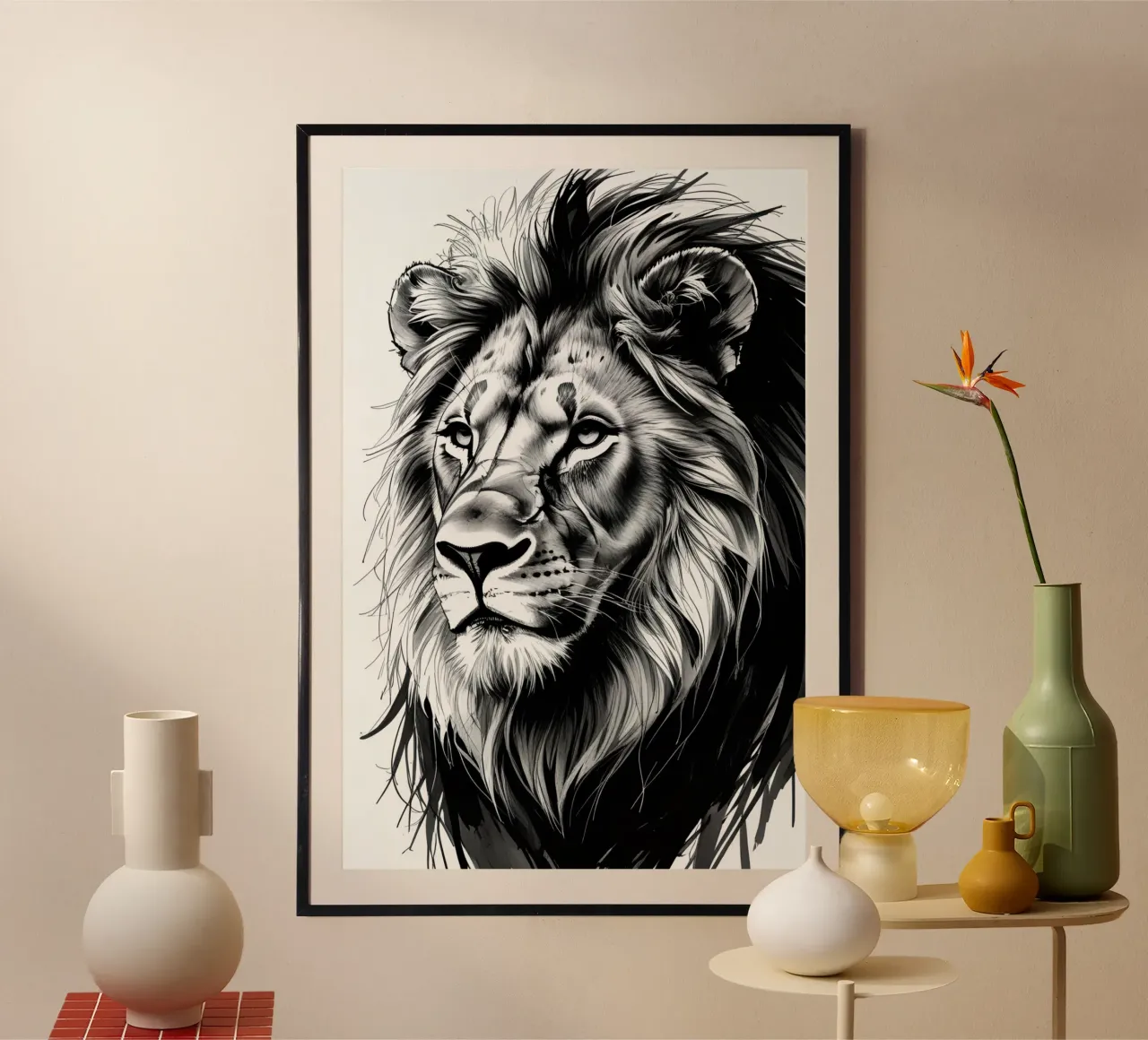 Ritratto di leone in bianco e nero poster da DesignDoodle