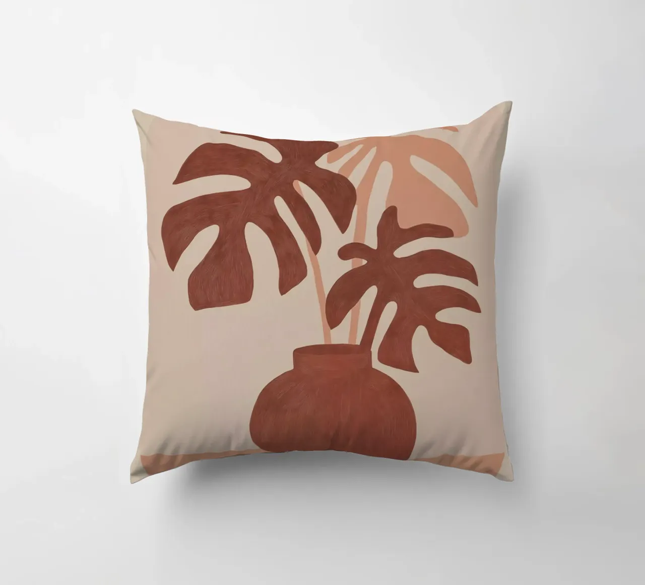 Brown window leaf (Monstera) | Boho Design decorative cushion by Autofocus