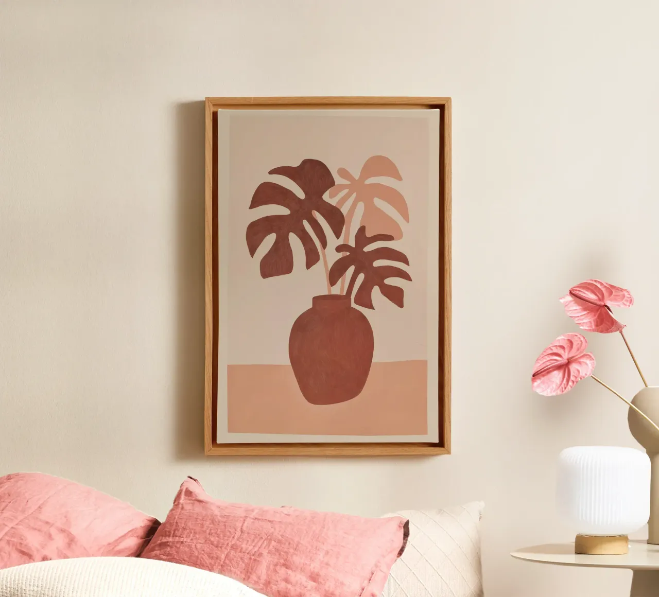 Brown window leaf (Monstera) | Boho Design canvas by Autofocus