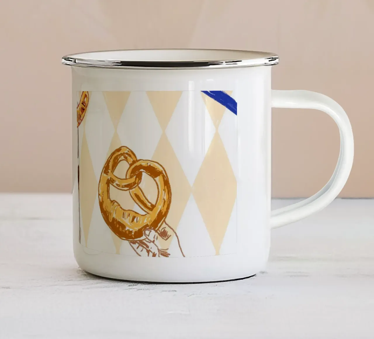 Oktoberfest Cheers Illustrazione d'epoca tazza in smalto da EDMPROJECT