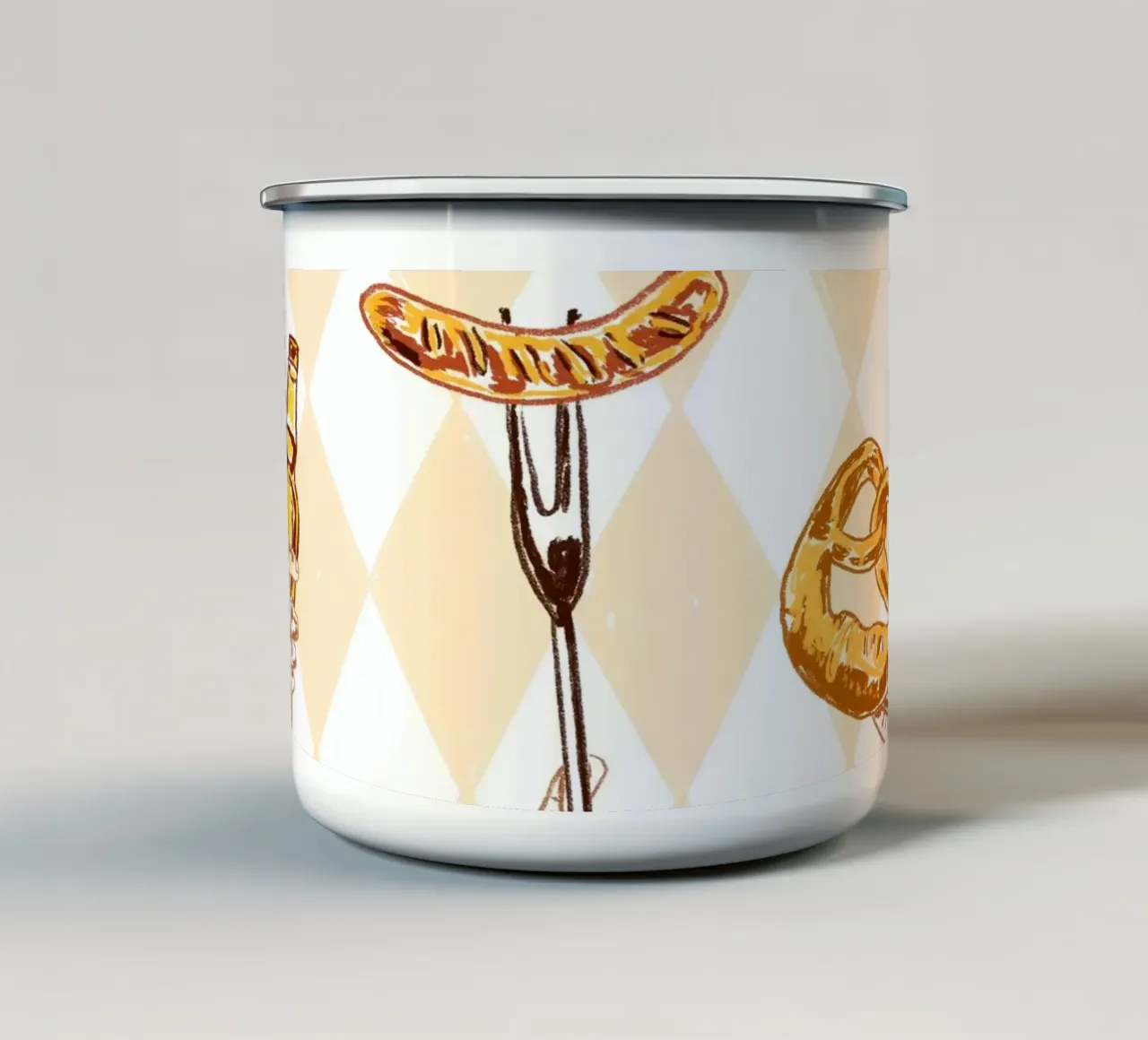 Oktoberfest Cheers Illustrazione d'epoca tazza in smalto da EDMPROJECT