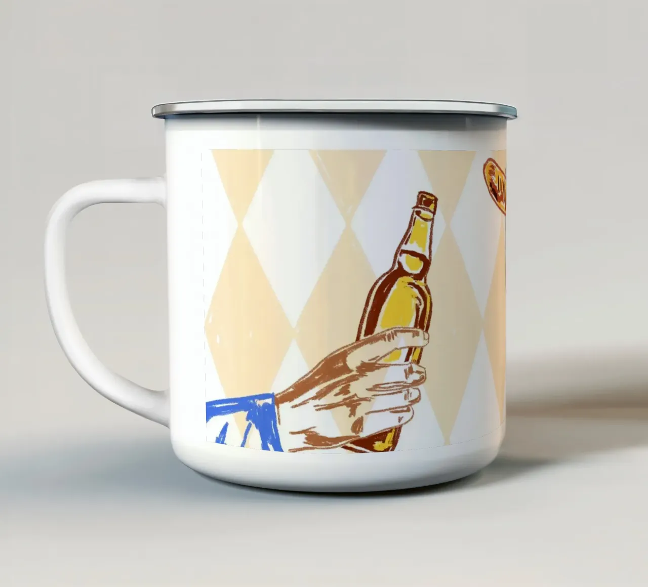 Oktoberfest Cheers Illustrazione d'epoca tazza in smalto da EDMPROJECT