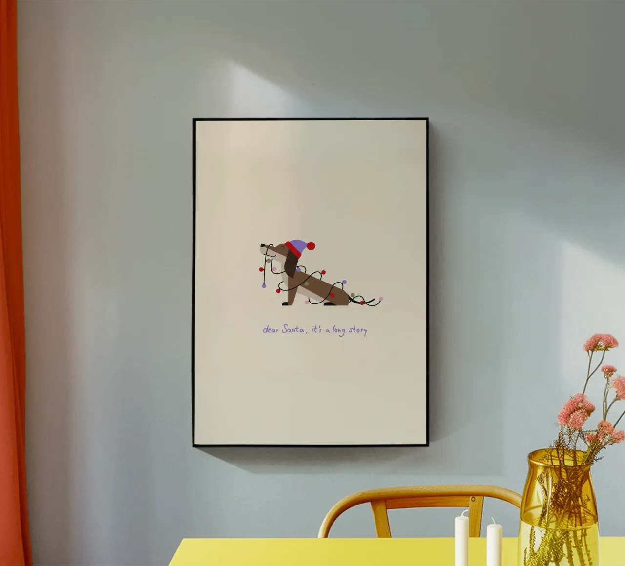 Merry Woofmas - è una lunga storia - Dackel mit Lichterkette plexiglass da Carolin Vonhoff
