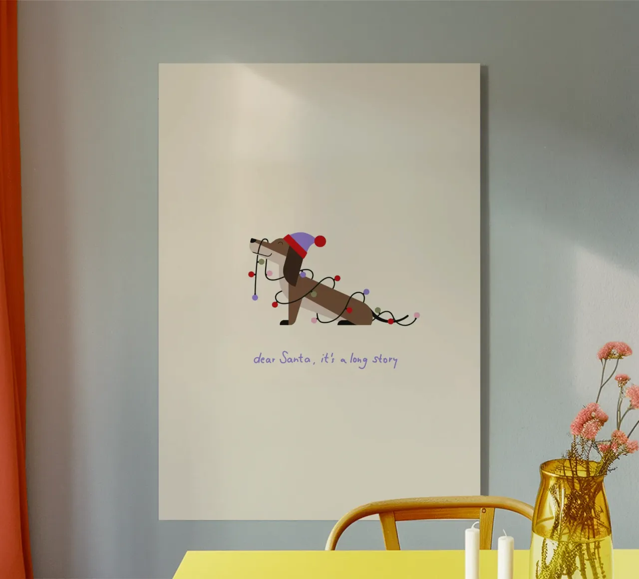 Merry Woofmas - è una lunga storia - Dackel mit Lichterkette plexiglass da Carolin Vonhoff