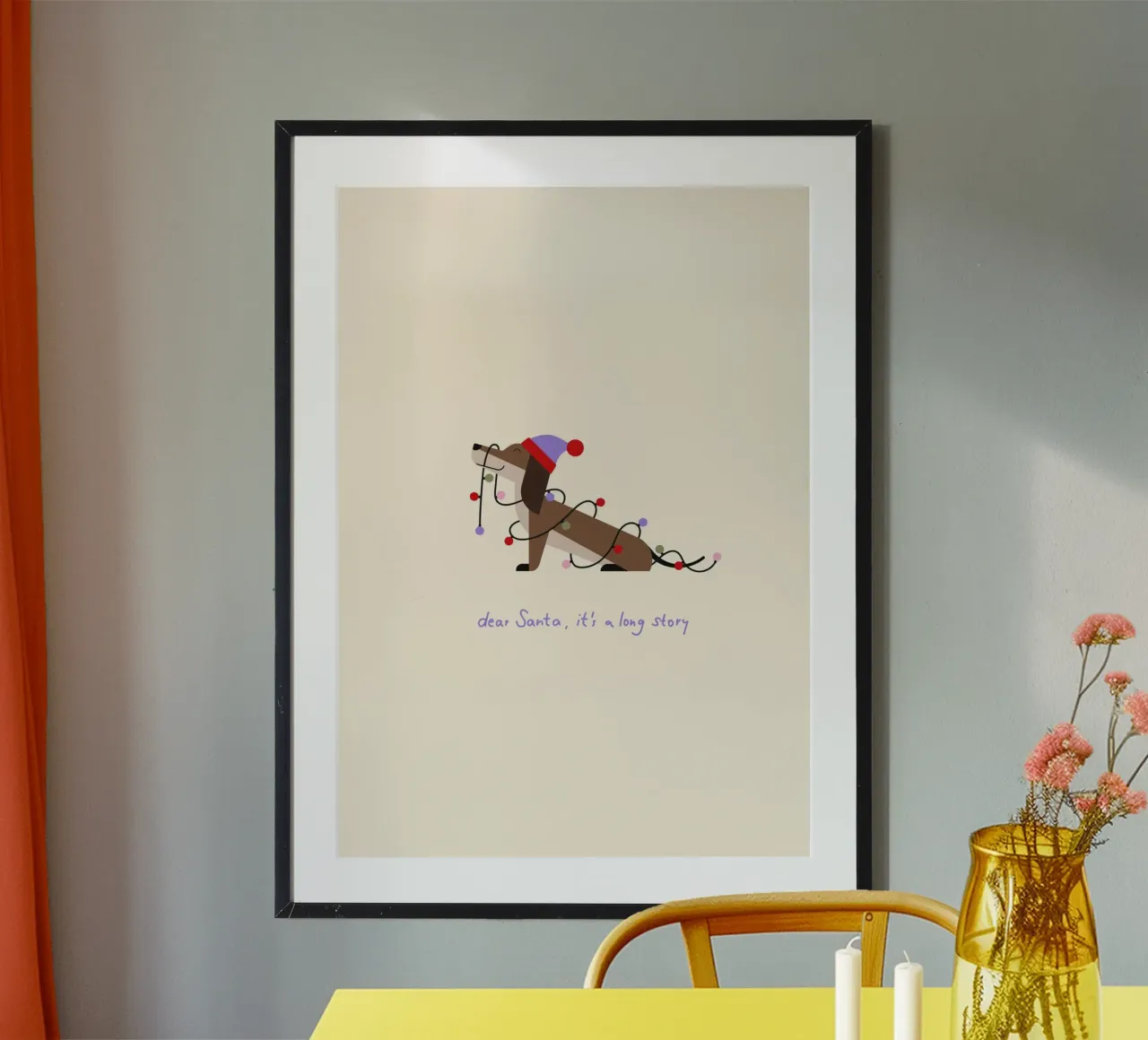 Merry Woofmas - è una lunga storia - Dackel mit Lichterkette carta hahnemühle da Carolin Vonhoff