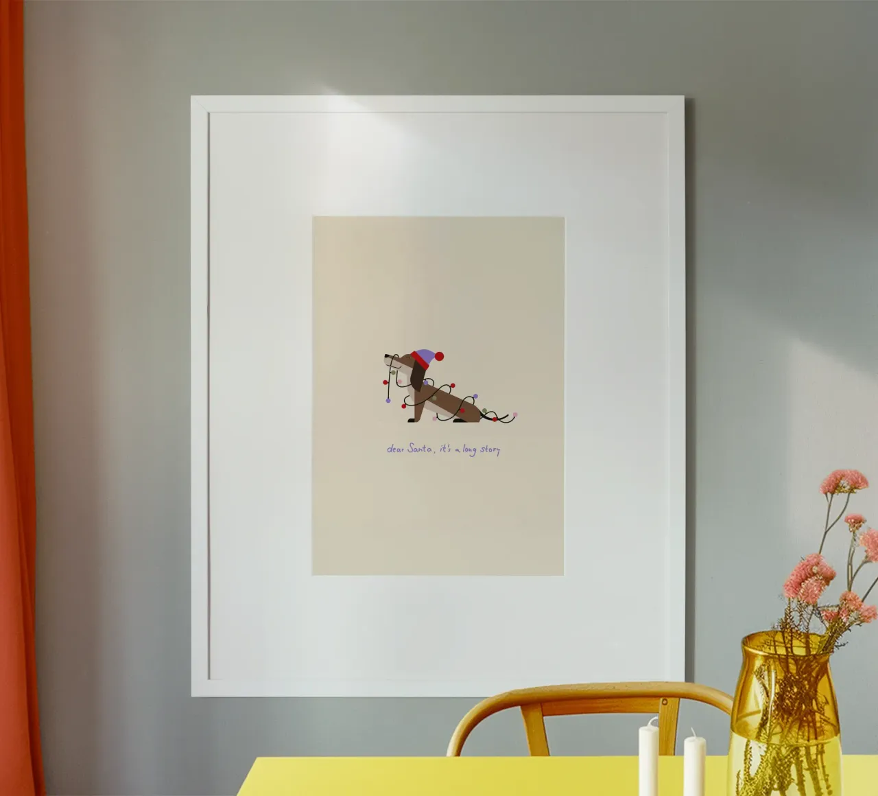 Merry Woofmas - è una lunga storia - Dackel mit Lichterkette carta hahnemühle da Carolin Vonhoff