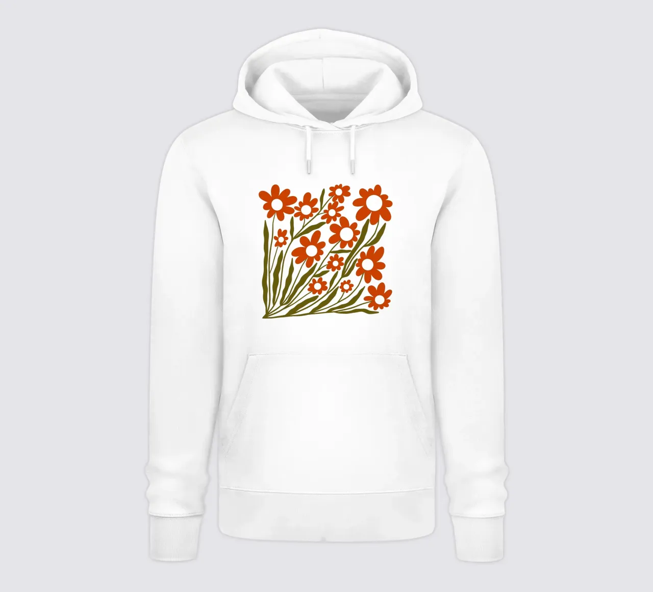Groovy Retro 60s Orange Flowers felpa con cappuccio da TijanaArtStudio88