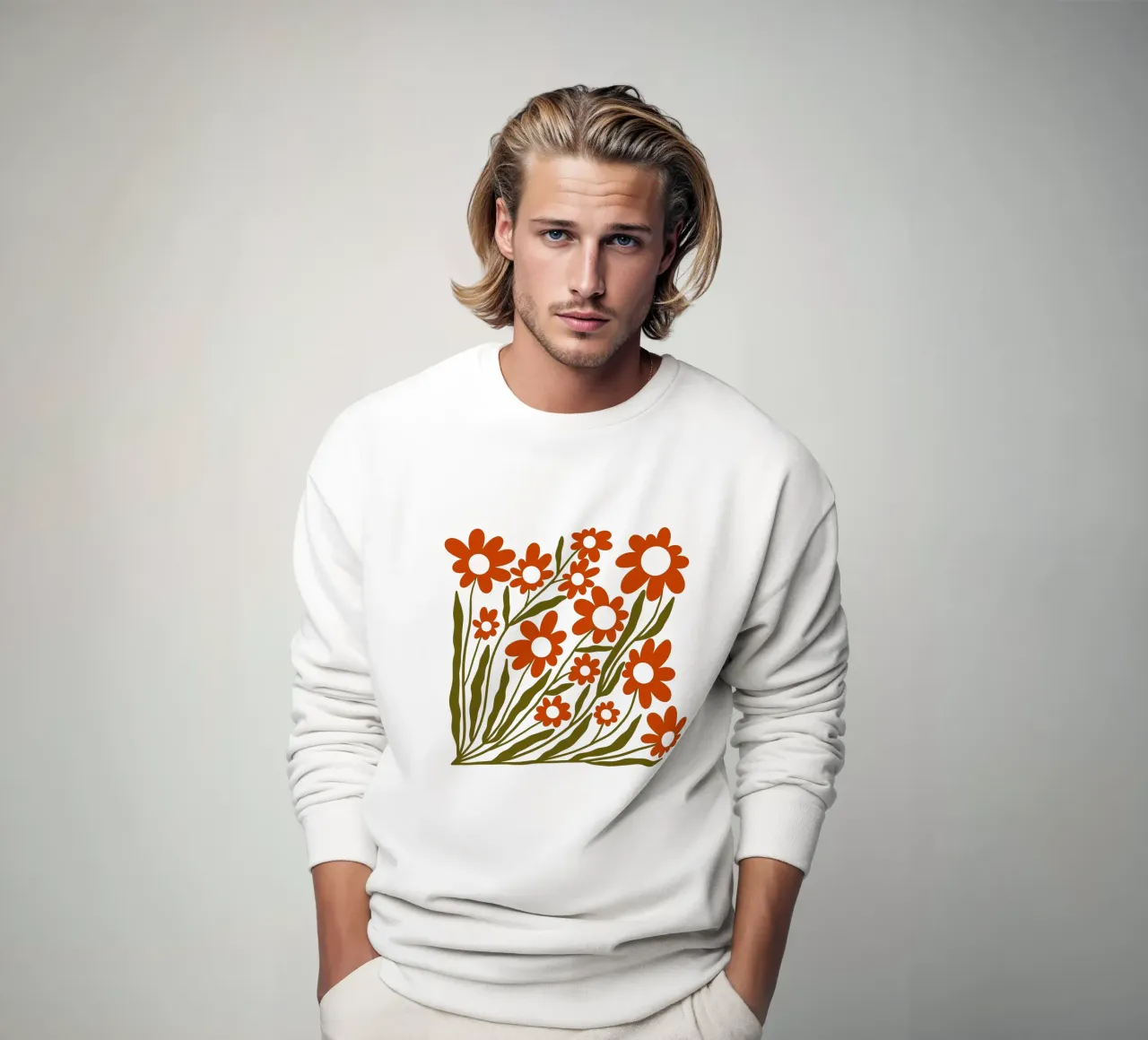 Groovy Retro 60s Orange Flowers felpa da TijanaArtStudio88