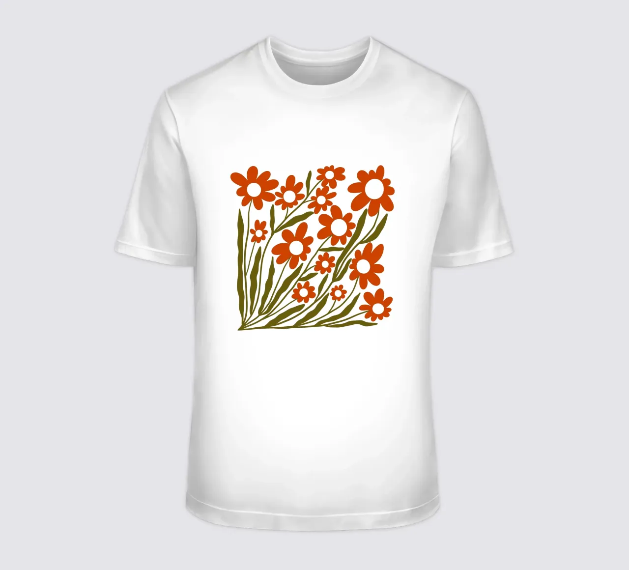 Groovy Retro 60s Orange Flowers t-shirt da TijanaArtStudio88