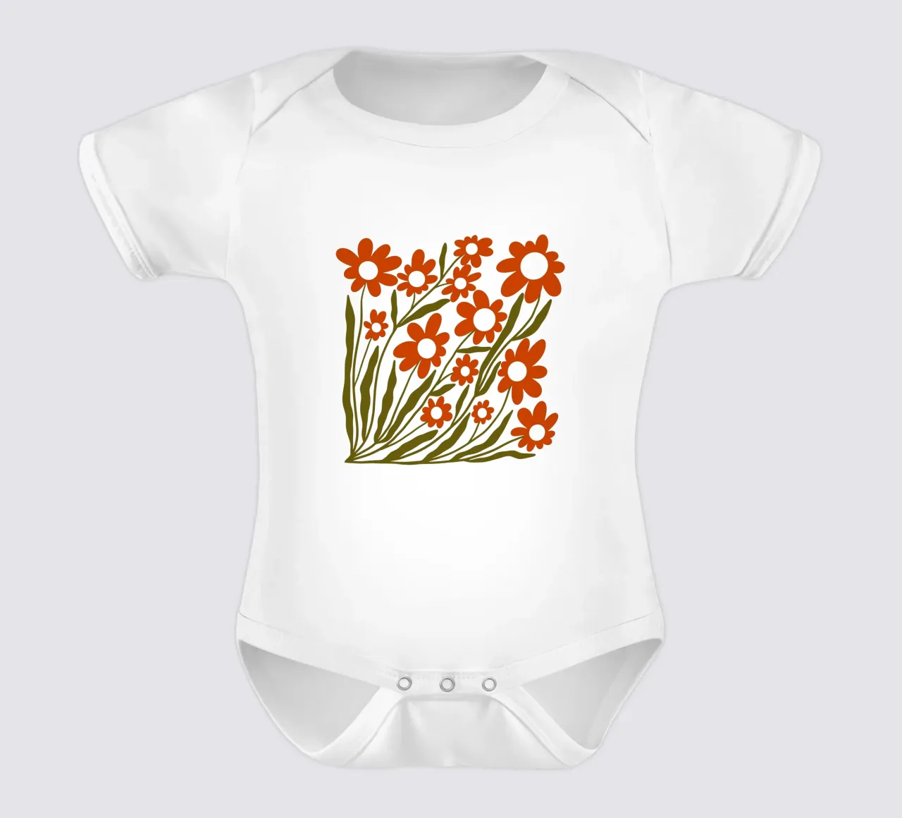 Groovy Retro 60s Orange Flowers body neonato maniche corte da TijanaArtStudio88