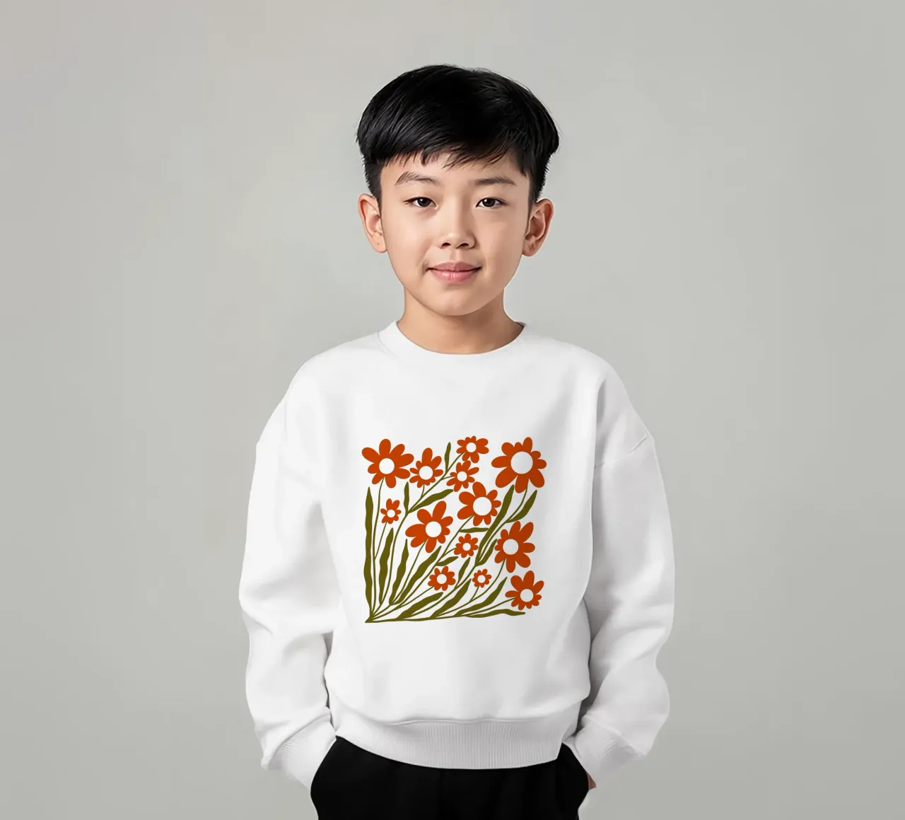 Groovy Retro 60s Orange Flowers felpa bambino da TijanaArtStudio88