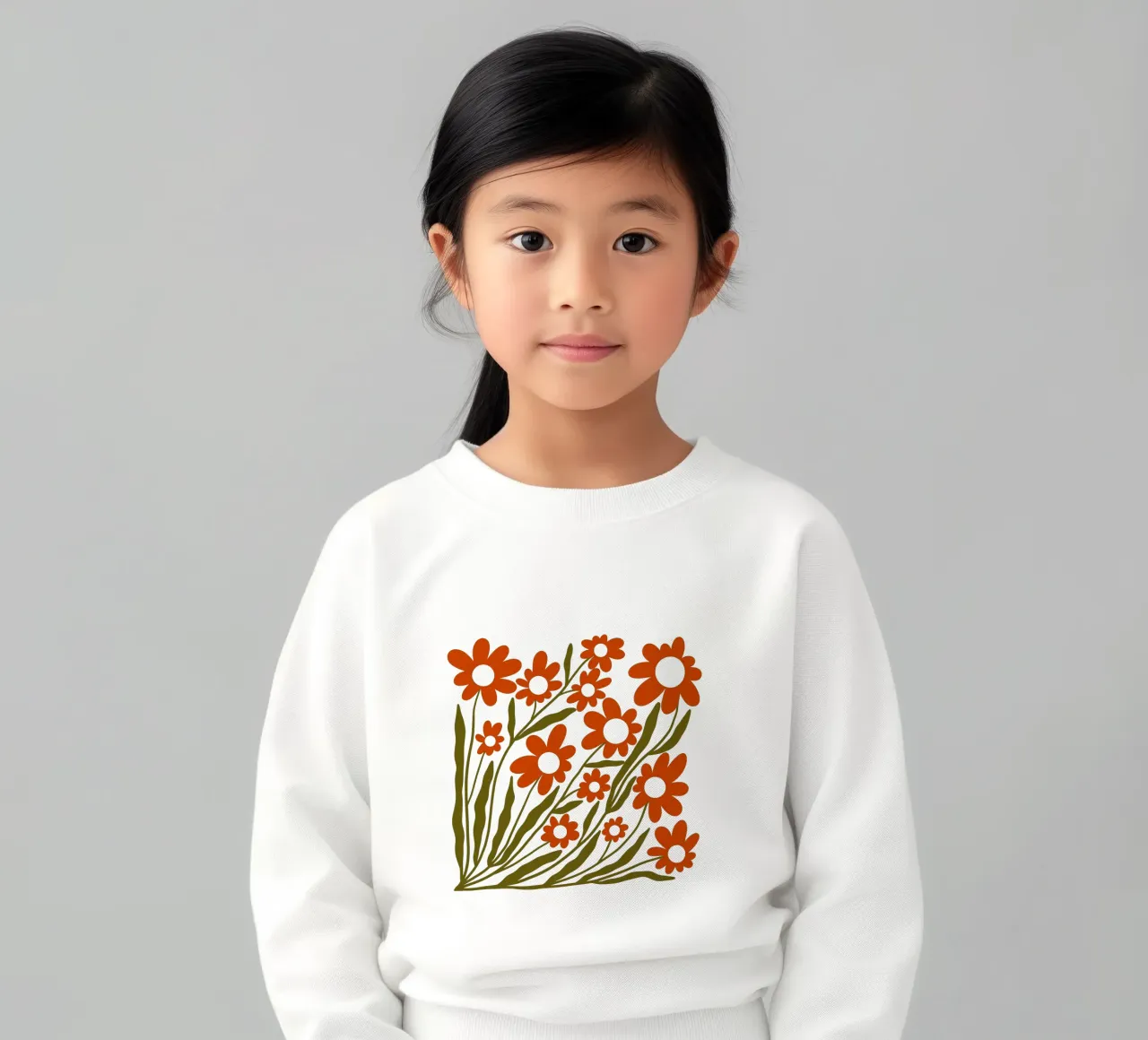 Groovy Retro 60s Orange Flowers felpa bambino da TijanaArtStudio88