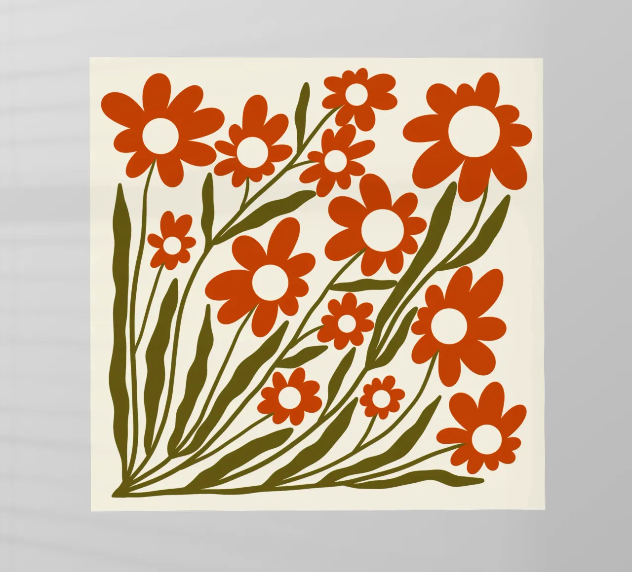 Groovy Retro 60s Orange Flowers pellicola backlit da TijanaArtStudio88