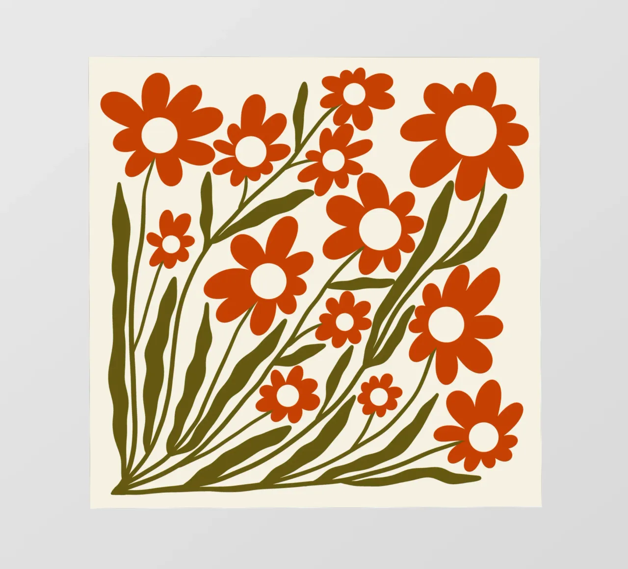 Groovy Retro 60s Orange Flowers pellicola backlit da TijanaArtStudio88