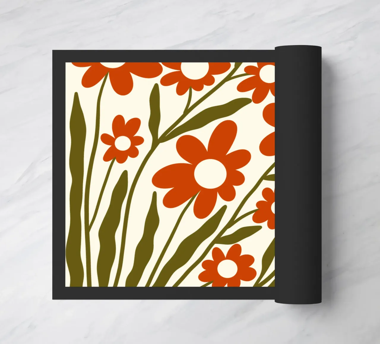 Groovy Retro 60s Orange Flowers zerbino da TijanaArtStudio88