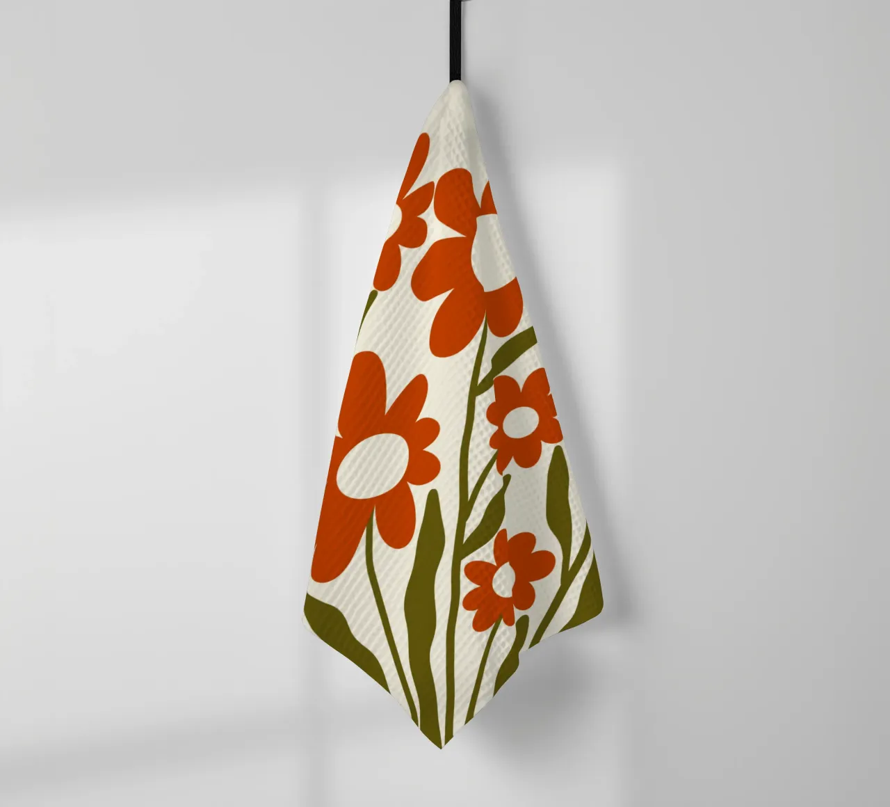 Groovy Retro 60s Orange Flowers canovaccio da cucina da TijanaArtStudio88