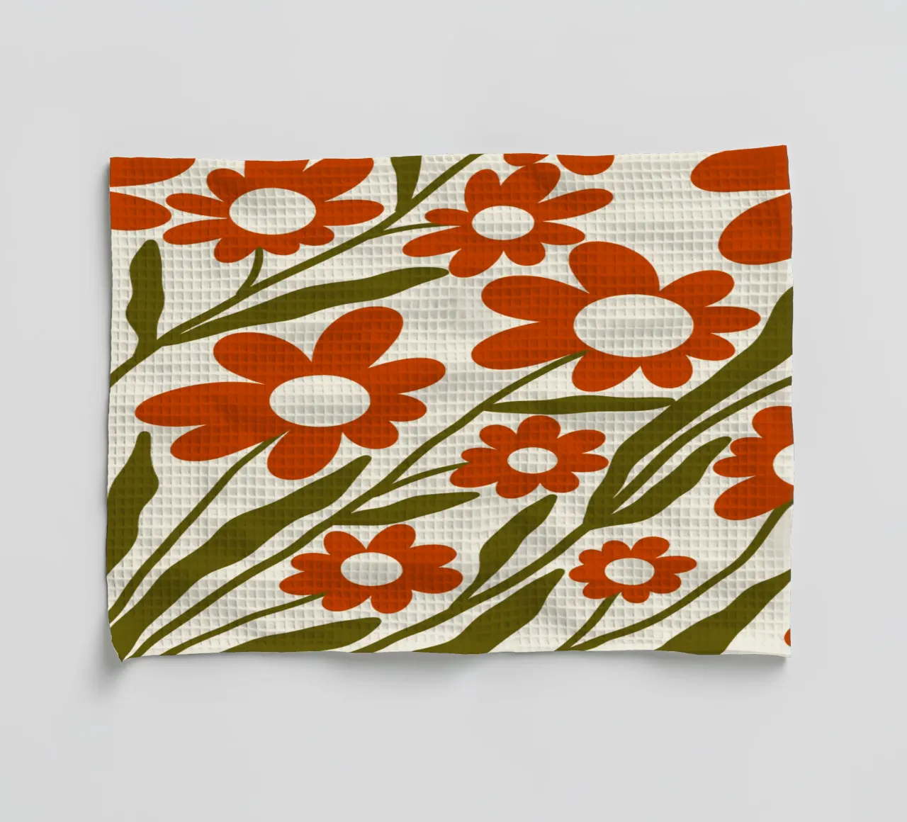 Groovy Retro 60s Orange Flowers canovaccio da cucina da TijanaArtStudio88