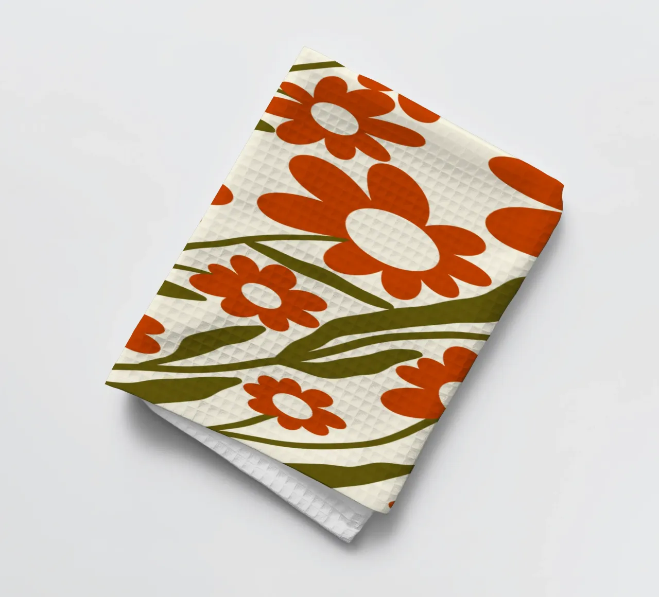 Groovy Retro 60s Orange Flowers canovaccio da cucina da TijanaArtStudio88