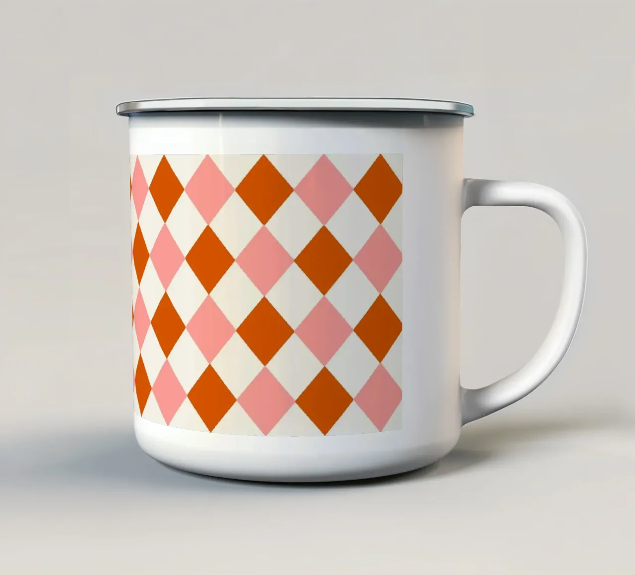 Retro Orange Pink Diamonds tazza in smalto da TijanaArtStudio88