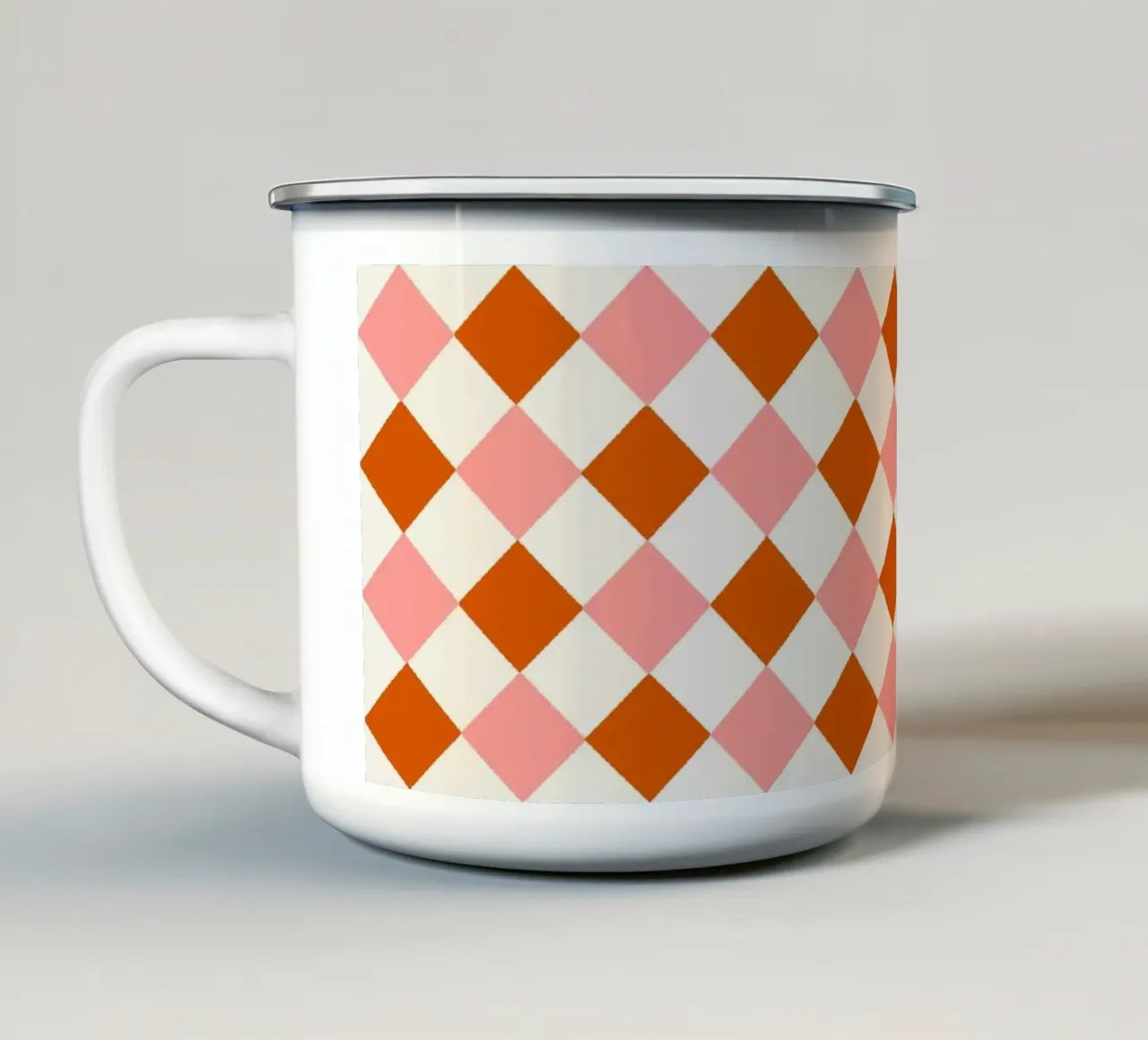 Retro Orange Pink Diamonds tazza in smalto da TijanaArtStudio88