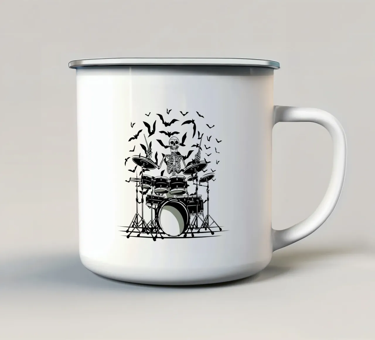 Batteria con scheletro bianco tazza in smalto da TeeLab