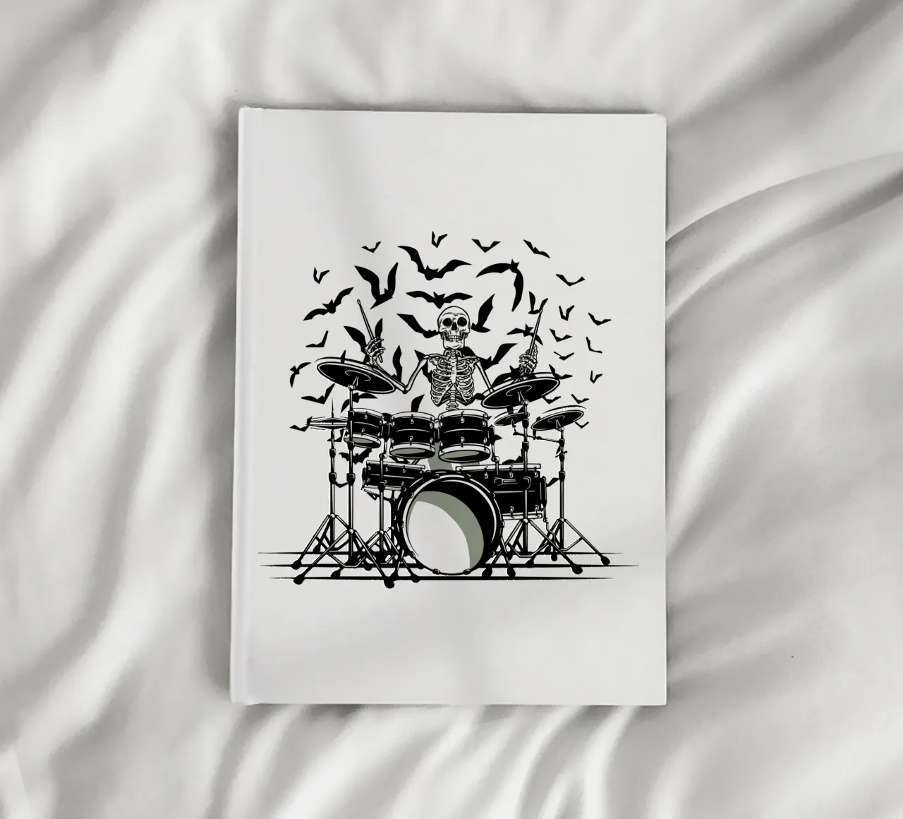 White Skeleton Drum Kit Notizbuch von TeeLab