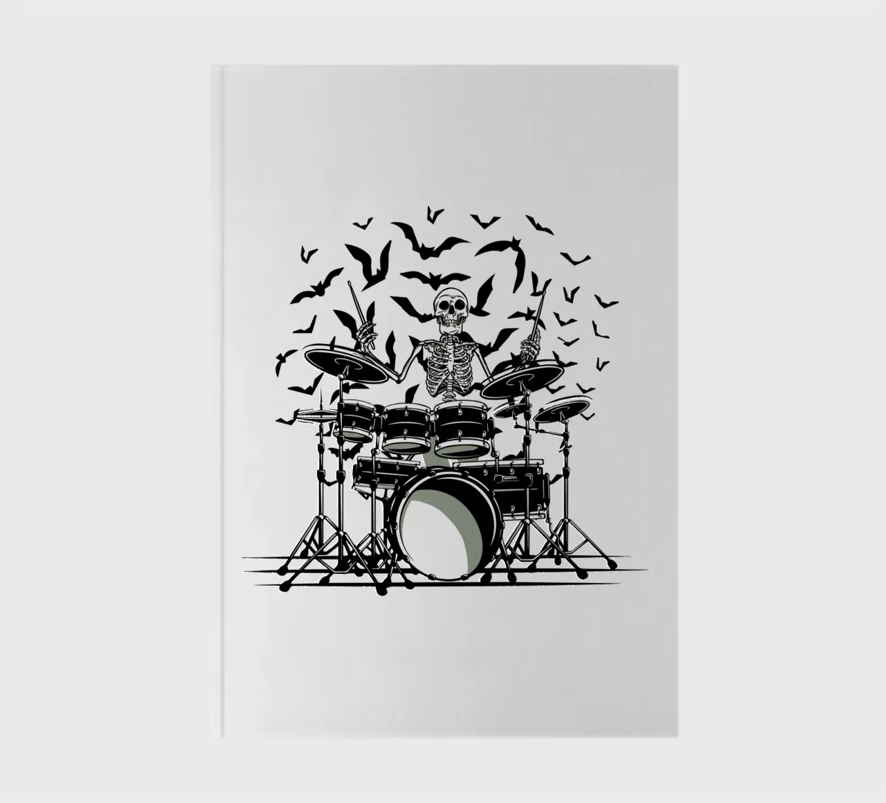 White Skeleton Drum Kit Notizbuch von TeeLab