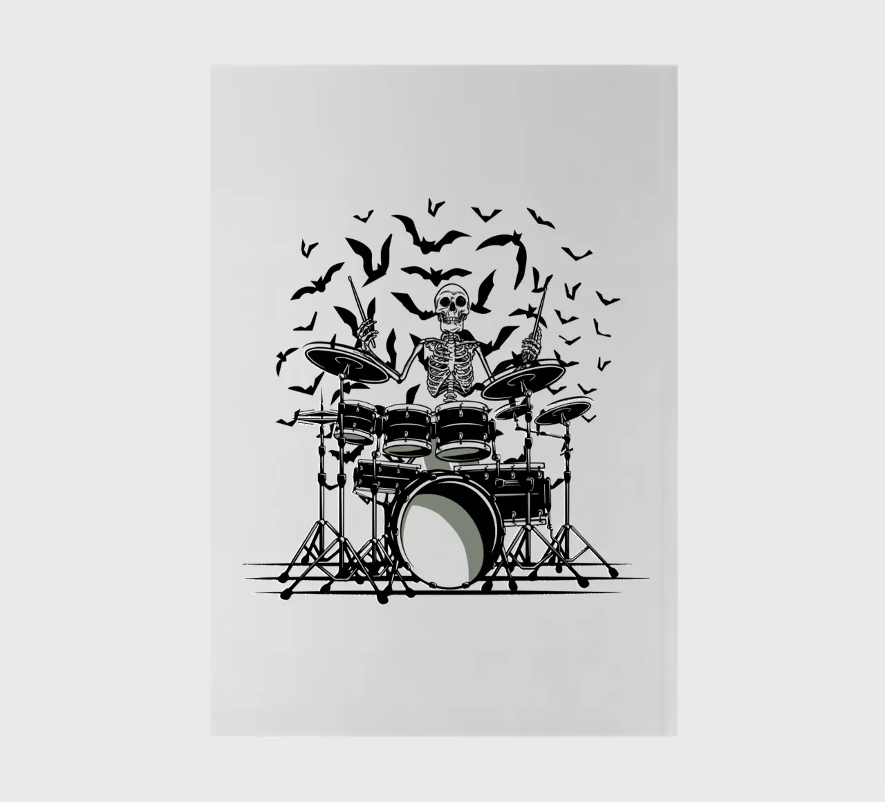 White Skeleton Drum Kit Notizbuch von TeeLab