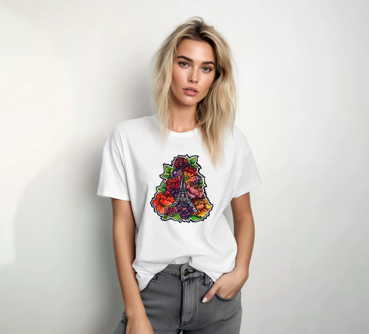 Fiore Torre Eiffel t-shirt da KP Design