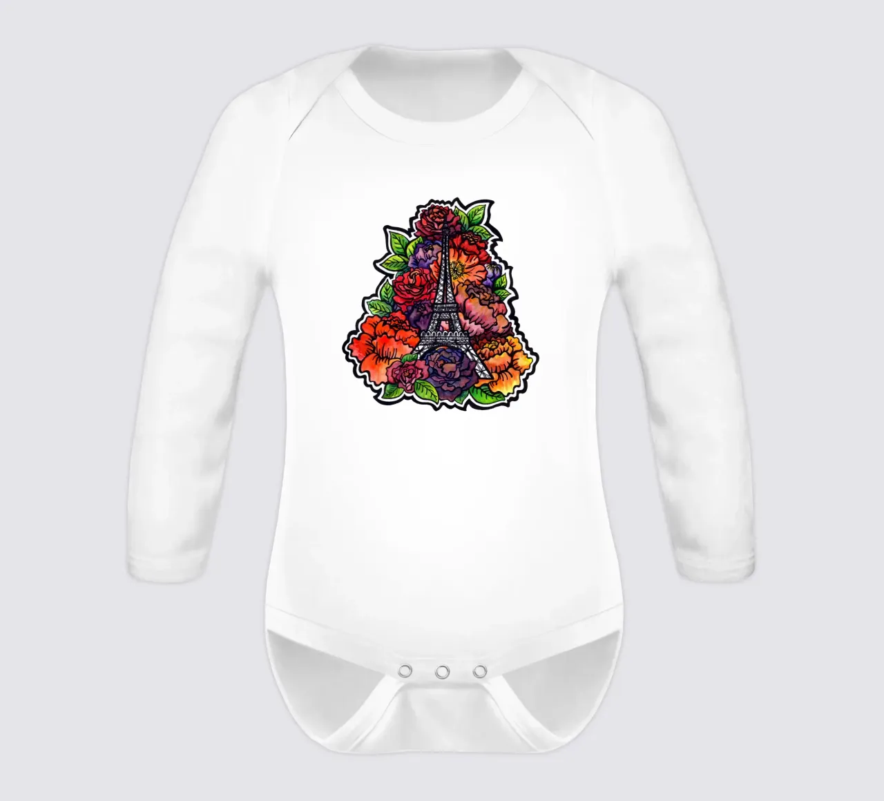 Fiore Torre Eiffel body neonato maniche lunghe da KP Design