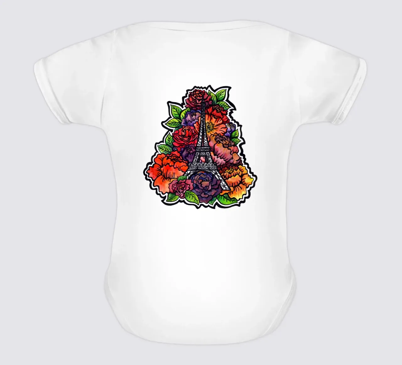 Fiore Torre Eiffel body neonato maniche corte da KP Design