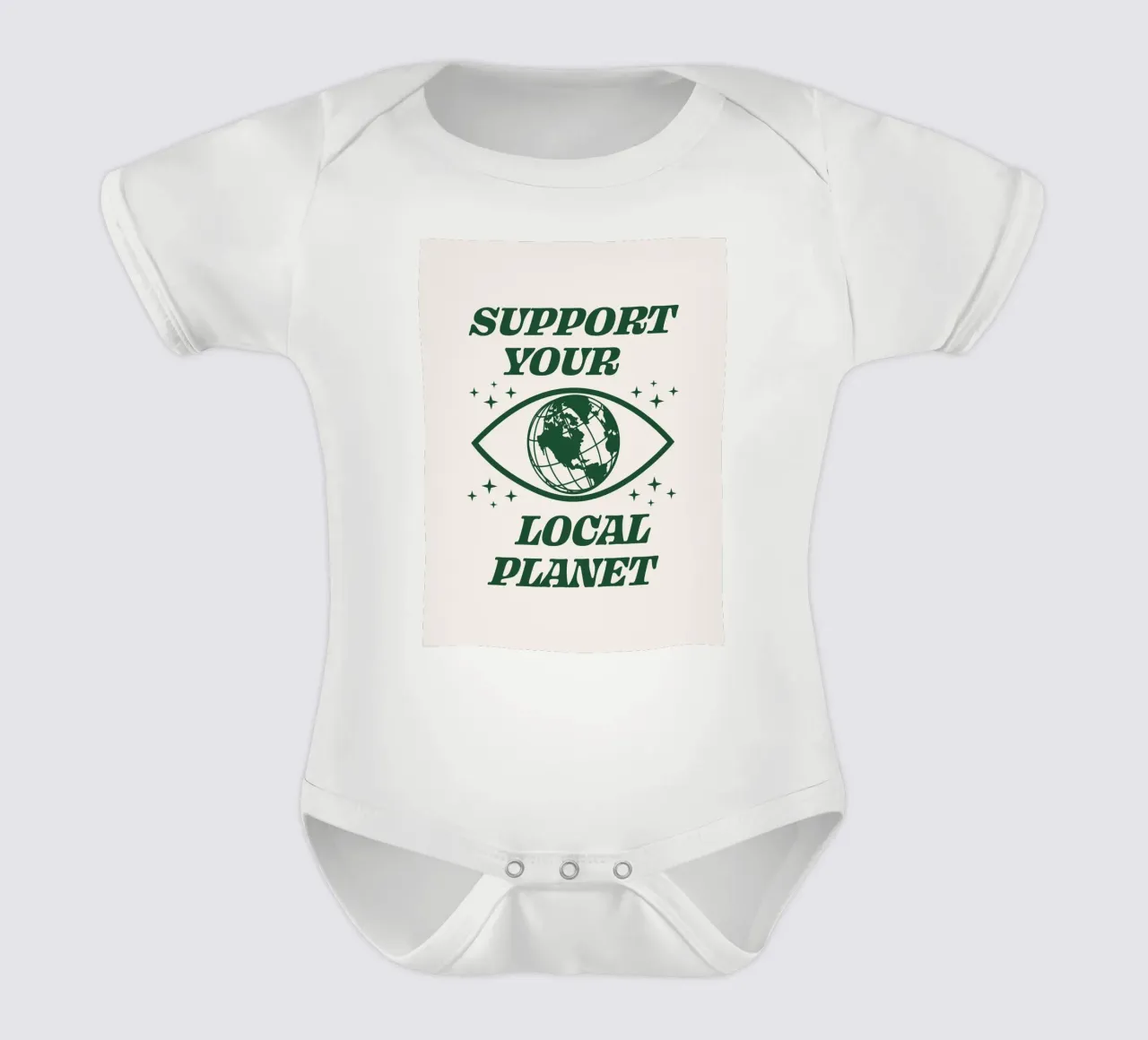 Unterstützen Sie Ihren lokalen Planeten Kurzarm Babybody von Eco Rebel Creative