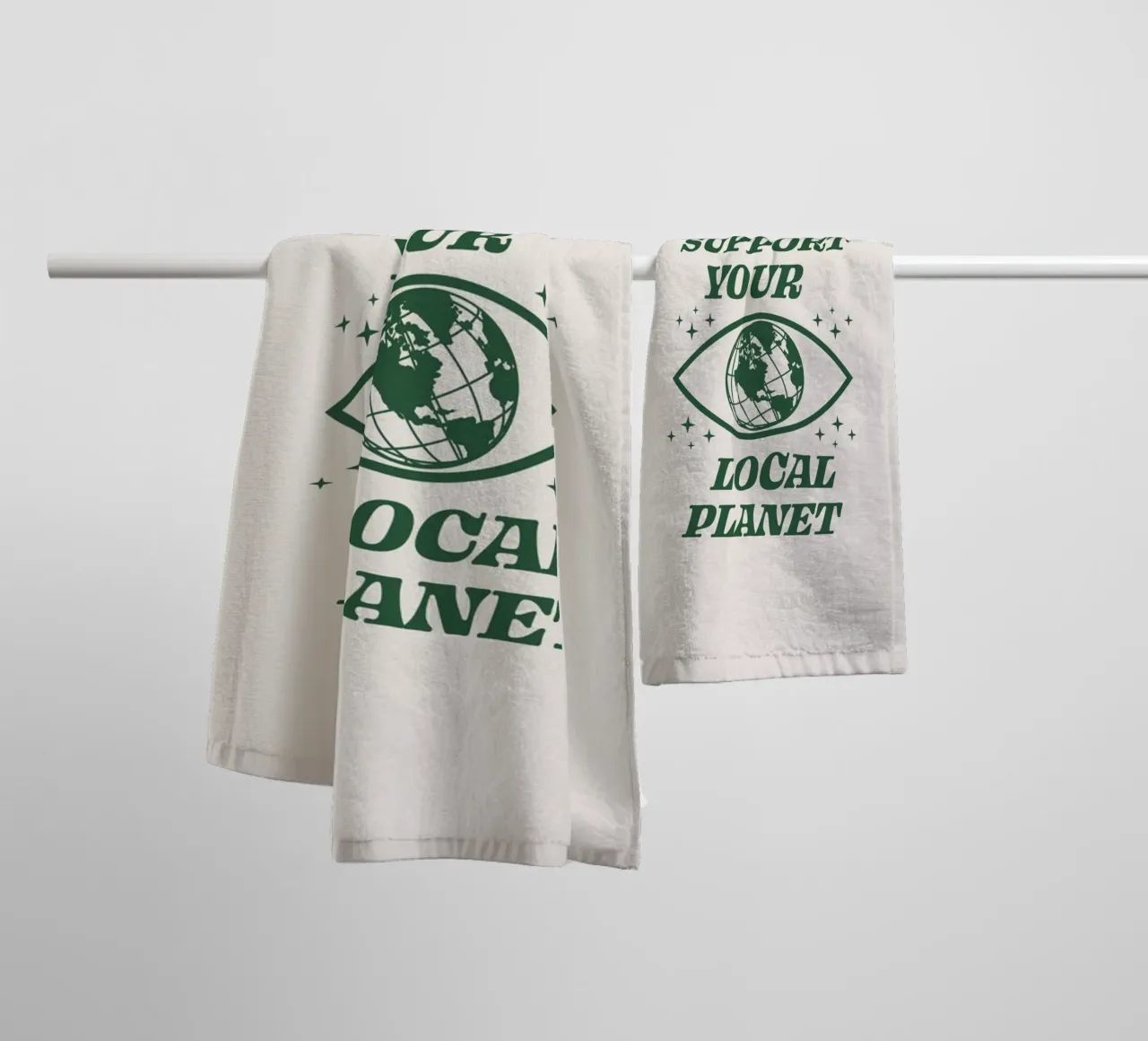 Support your Local Planet towel by Eco Rebel Creative