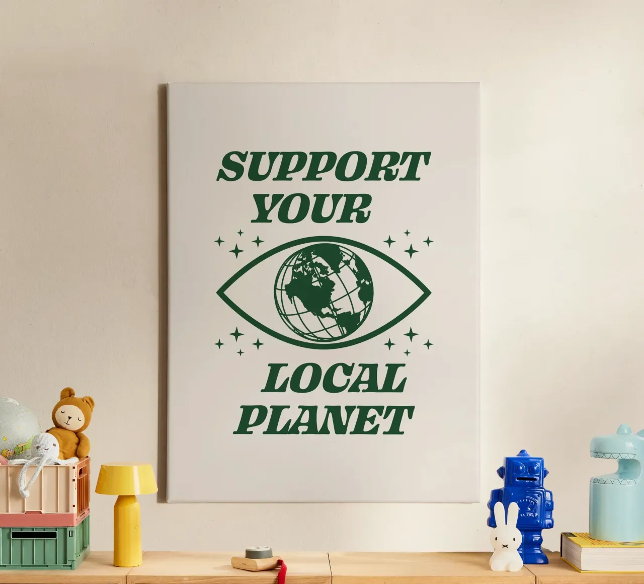 Support your Local Planet canvas by Eco Rebel Creative